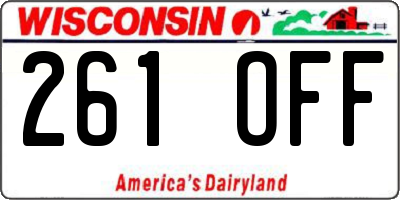 WI license plate 261OFF