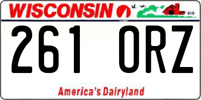 WI license plate 261ORZ