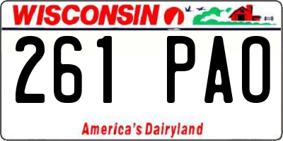 WI license plate 261PAO