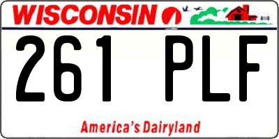 WI license plate 261PLF