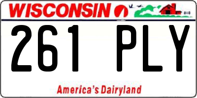 WI license plate 261PLY