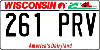 WI license plate 261PRV