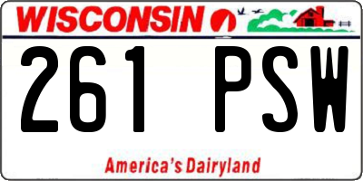 WI license plate 261PSW