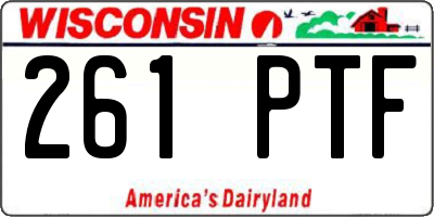 WI license plate 261PTF