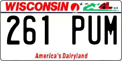 WI license plate 261PUM