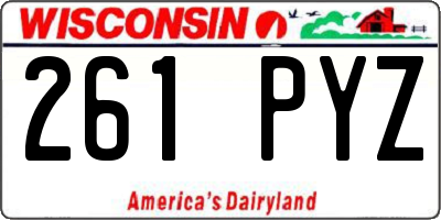 WI license plate 261PYZ