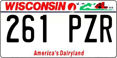 WI license plate 261PZR