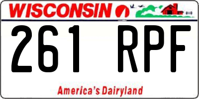 WI license plate 261RPF