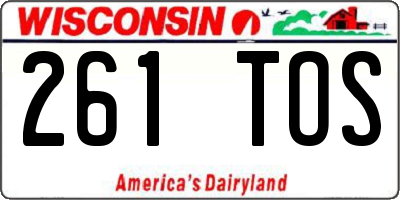 WI license plate 261TOS