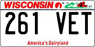 WI license plate 261VET