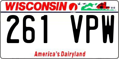 WI license plate 261VPW