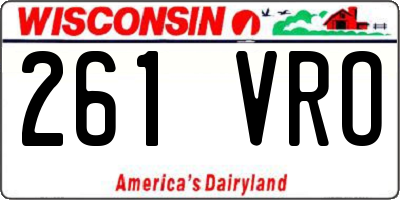 WI license plate 261VRO