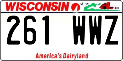 WI license plate 261WWZ