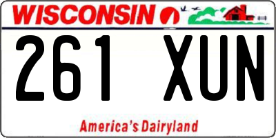 WI license plate 261XUN