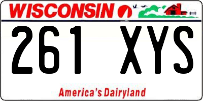 WI license plate 261XYS