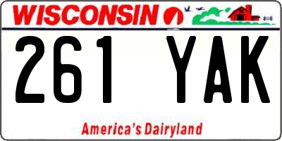 WI license plate 261YAK