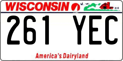 WI license plate 261YEC