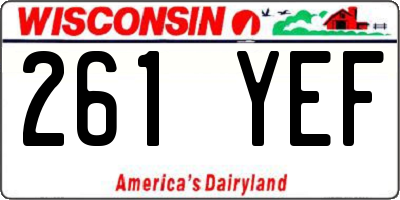 WI license plate 261YEF