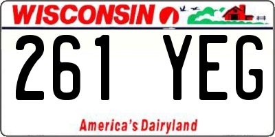 WI license plate 261YEG