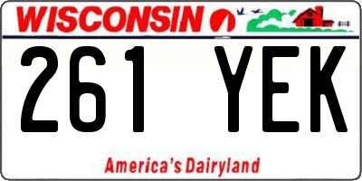 WI license plate 261YEK