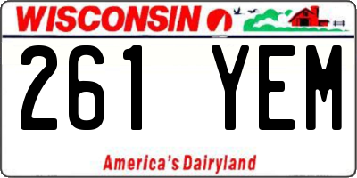 WI license plate 261YEM