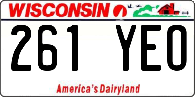 WI license plate 261YEO
