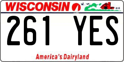 WI license plate 261YES