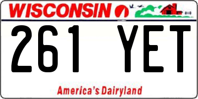 WI license plate 261YET