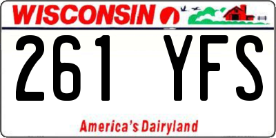 WI license plate 261YFS