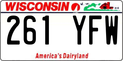 WI license plate 261YFW
