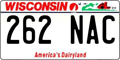 WI license plate 262NAC