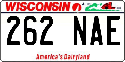 WI license plate 262NAE