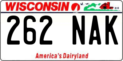 WI license plate 262NAK