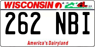 WI license plate 262NBI