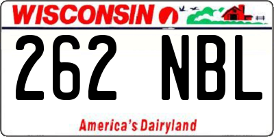 WI license plate 262NBL