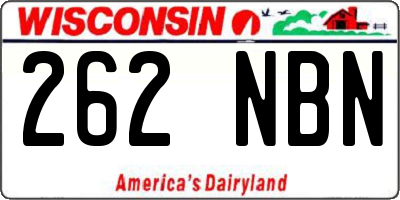 WI license plate 262NBN