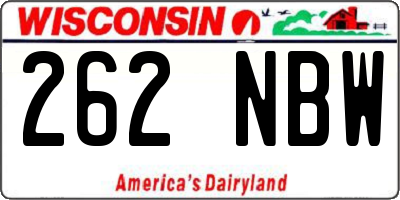 WI license plate 262NBW