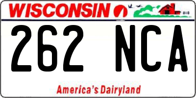 WI license plate 262NCA
