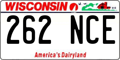 WI license plate 262NCE