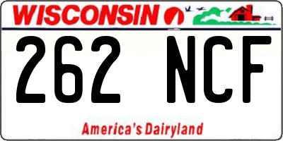 WI license plate 262NCF