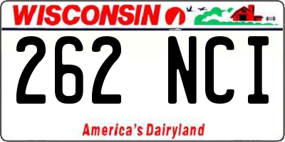 WI license plate 262NCI
