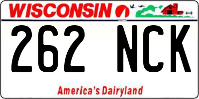 WI license plate 262NCK