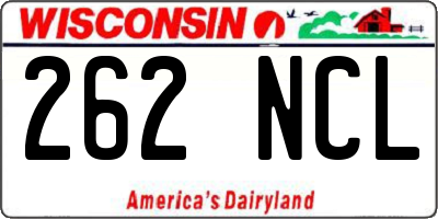 WI license plate 262NCL