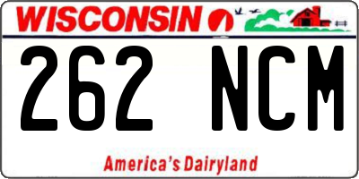 WI license plate 262NCM