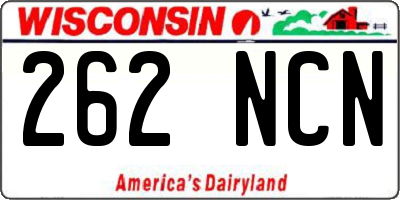 WI license plate 262NCN