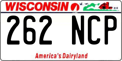 WI license plate 262NCP