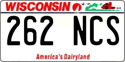 WI license plate 262NCS
