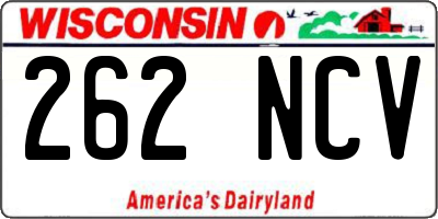 WI license plate 262NCV