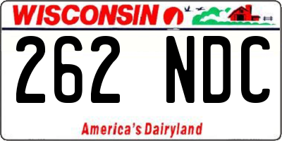 WI license plate 262NDC