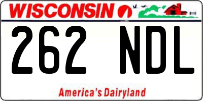 WI license plate 262NDL